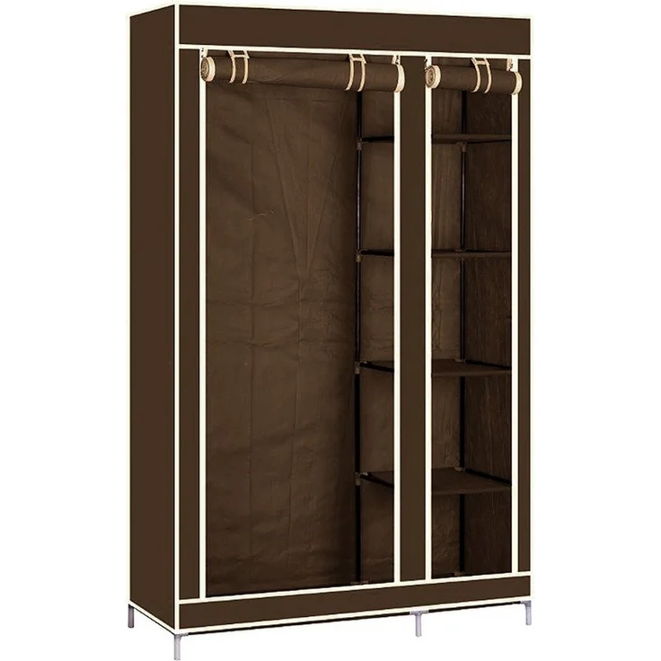 JEOBEST Stoffschrank Kleiderschrank, Stoffschrank, faltbare Garderobe mit Kleiderstangen mit Kleiderstange, Reißverschluss & Ablagen – Bild 4