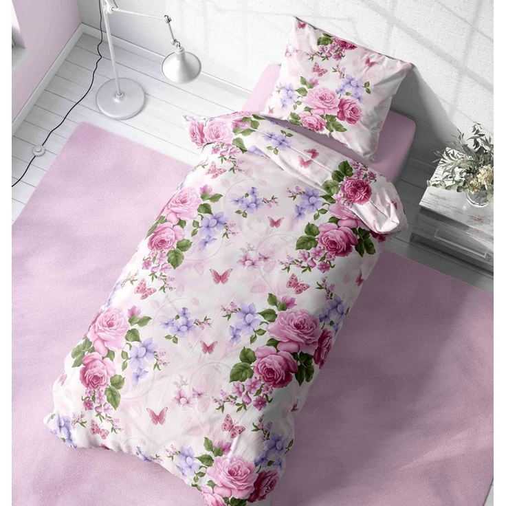 One Home Bettwäsche Schmetterlinge lieben Blumen, Mikrofaser, 2 teilig, floral und geblümt – Bild 3