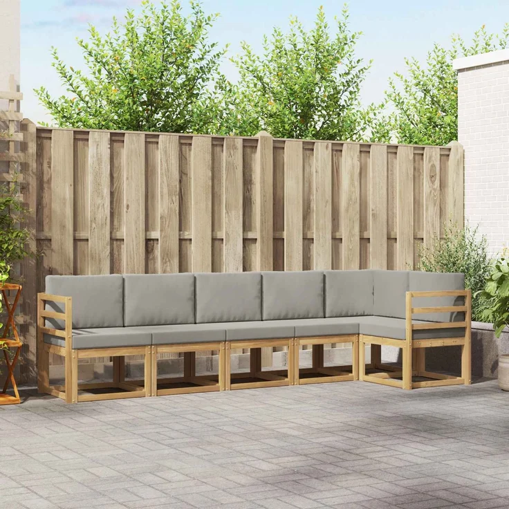 vidaXL Outdoor-Sofagarnitur 6 stk. Weiß und Hellgrau 3387685 – Bild 1
