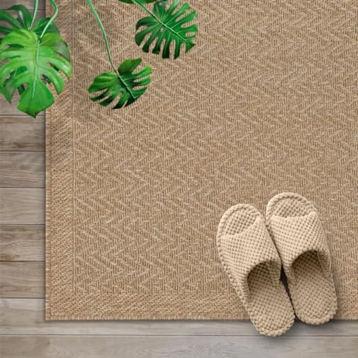 the carpet Teppich Kansas, rechteckig, Höhe: 1 mm, moderner robuster In und Outdoor Teppich Jute Look – Bild 8