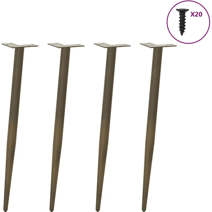 vidaXL Konsolentisch Beine Konische Form 4 Stück Naturstahl 72-73cm Stahl 4012519 – Bild 2