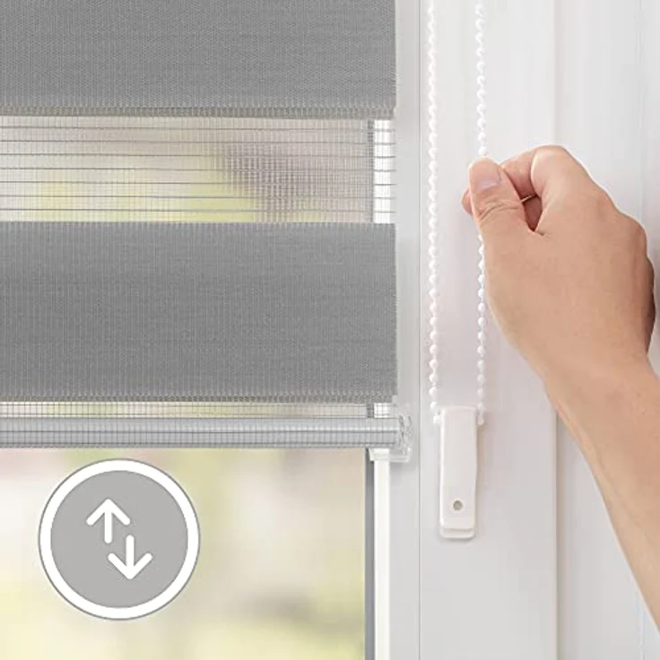 Lichtblick Sonnenschutzsysteme GmbH Doppelrollo Kopenhagen 55 cm x 150 cm (BxL) Grau modernes Duo Rollo; Klemm- und schraubbar; Lichtdurchlässig und blickdicht – Bild 5