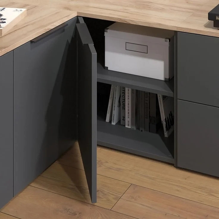 Eckkommode Wido Anthrazit 80 x 50 cm Eck Kommode mit Tür Vicco – Bild 5