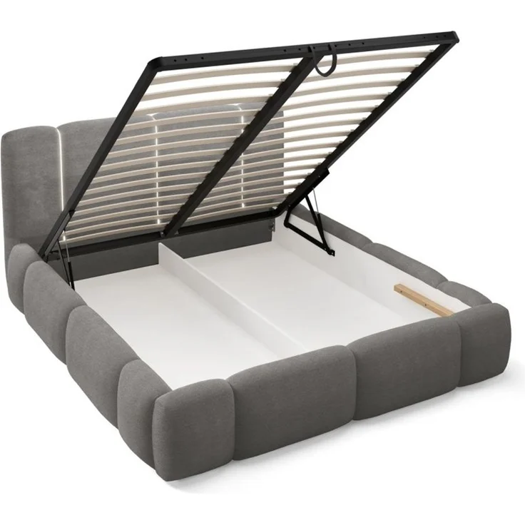 Polsterbett Schlafzimmerbett SPRINGS Komplettset 140x200 cm in Stoff Lambi Grau – Bild 4