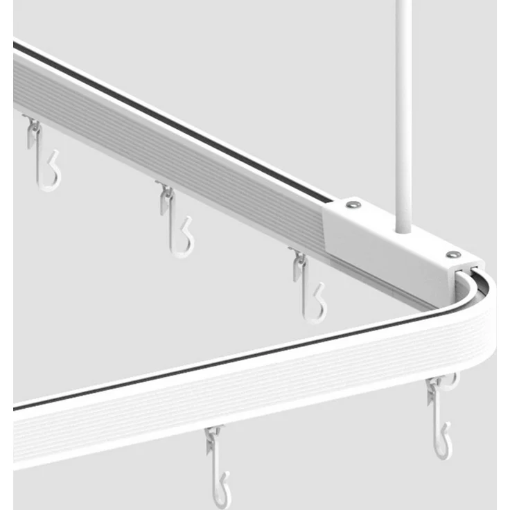 Euroshowers GmbH Duschvorhangstange Flexibel Weiß 300 cm, 1-läufig, Wand, Decke, Schrauben, Aluminium, Kann von Hand gebogen werden – Bild 4