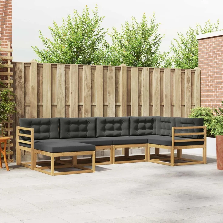 vidaXL Outdoor-Sofagarnitur 5 stk. 6-Sitzer Weiß und Anthrazit 3386676 – Bild 1