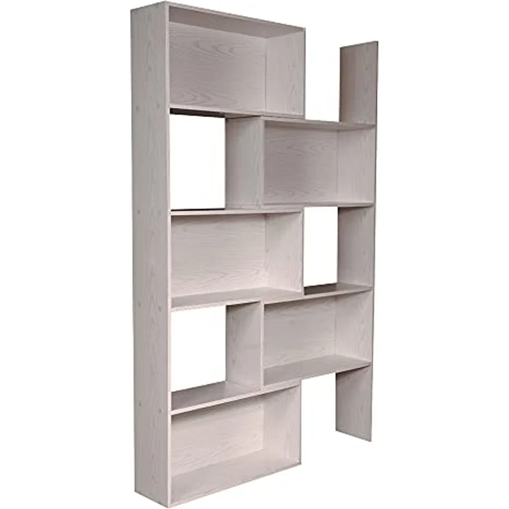 Dmora Ausziehbares Bücherregal in der Breite mit 5 offenen Fächern, Regal für Bücher und Bürodokumente, Made in Italy, 72x22h181 cm, Farbe Eiche gebleicht – Bild 5