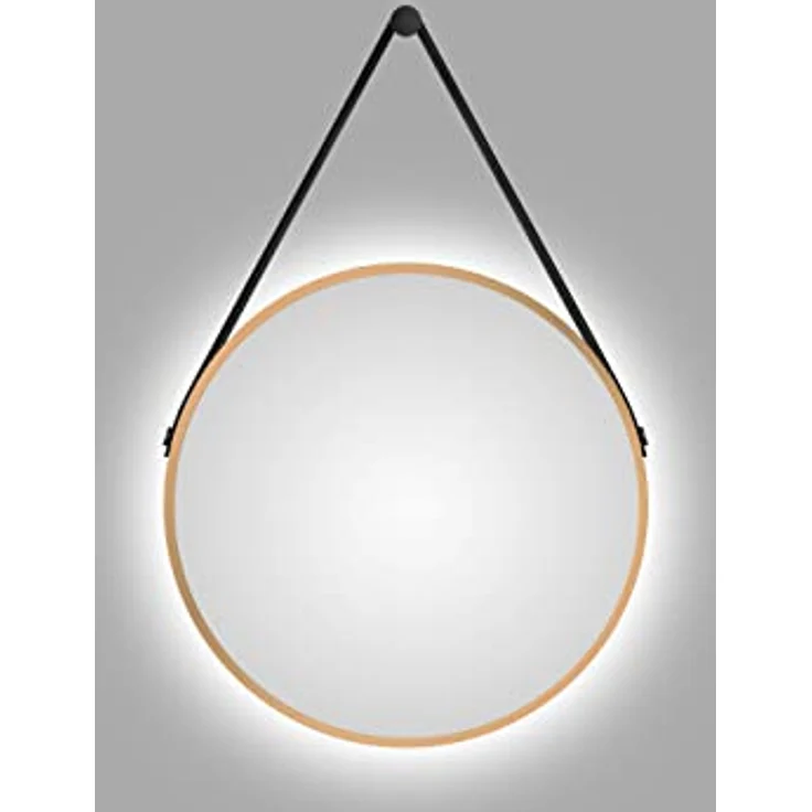 Talos Runder Wandspiegel mit indirekter LED Beleuchtung, gold matt, Ø 50 cm, Aluminiumrahmen – Bild 2