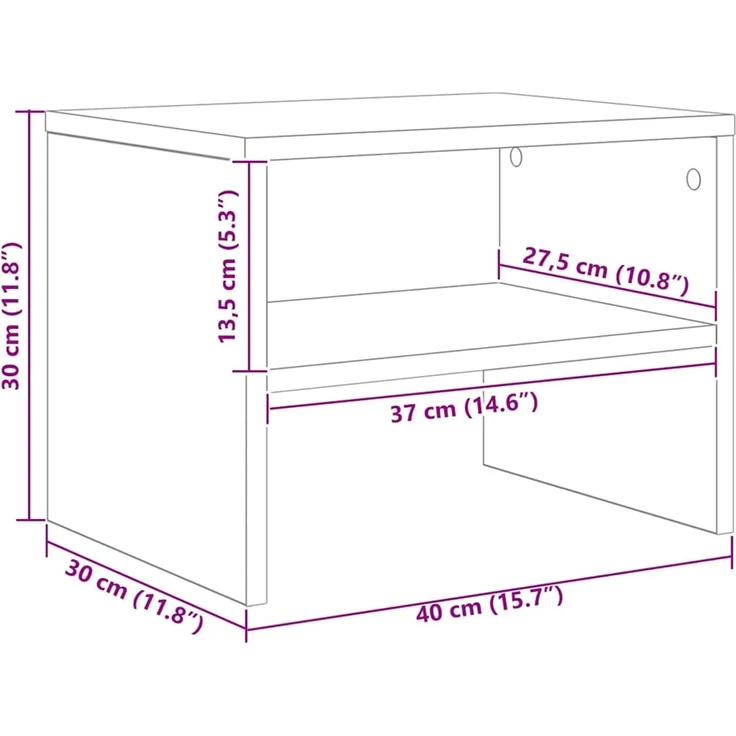 vidaXL Nachttisch Artisan-Eiche 40 x 40 x 30 cm Holzwerkstoff 875005 – Bild 10