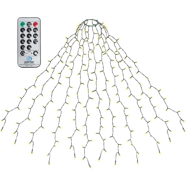 Salcar LED-Lichterkette LED Lichterkette Weihnachtsbaum mit Ring weihnachtsbaumbeleuchtung, Fernbedienung 2m mit 12 Girlanden 420 LED für 150cm - 240cm Tannenbaum