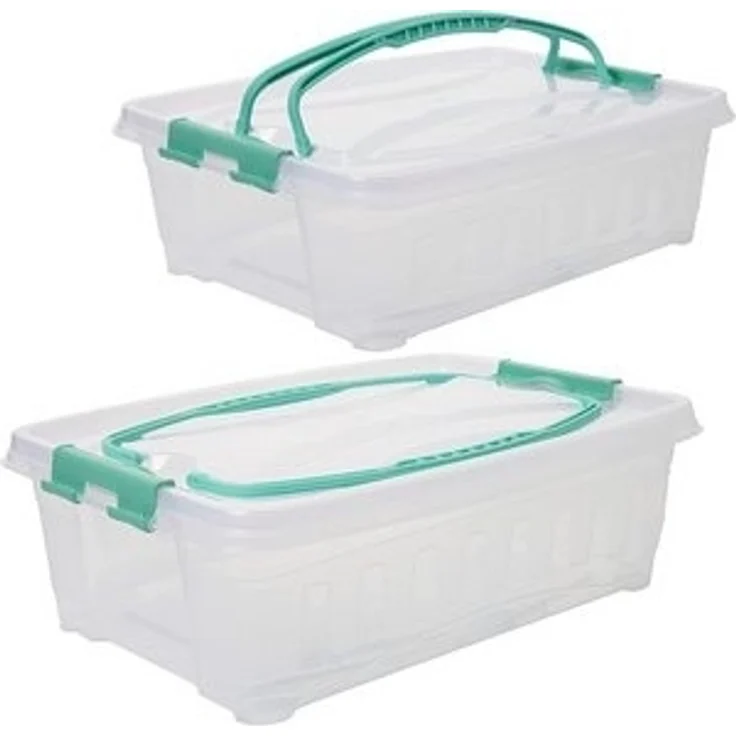 Centi Kuchentransportbox Transportbox Rechteckig, Cupcake Transportbox, Muffin Transportbox, Kunststoff, (Set, 2-tlg, 38L x 27B x 13,5H cm ca. 9L), mit Hebeeinsatz und Tragegriffen, Blechkuchen transportbox – Bild 6