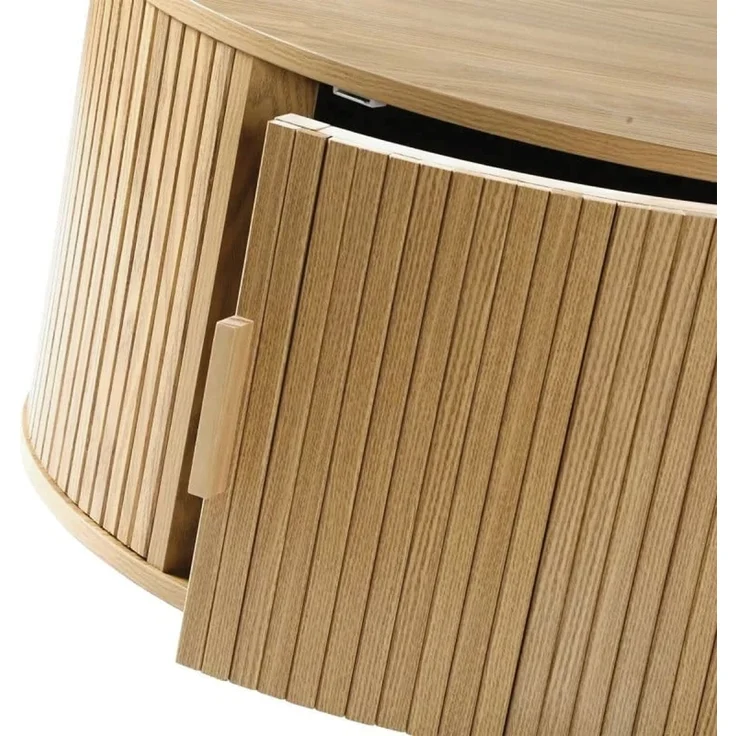 Casâme 'ERNEST' Runder Couchtisch mit Stauraum D75 cm - Helles Holz – Bild 9