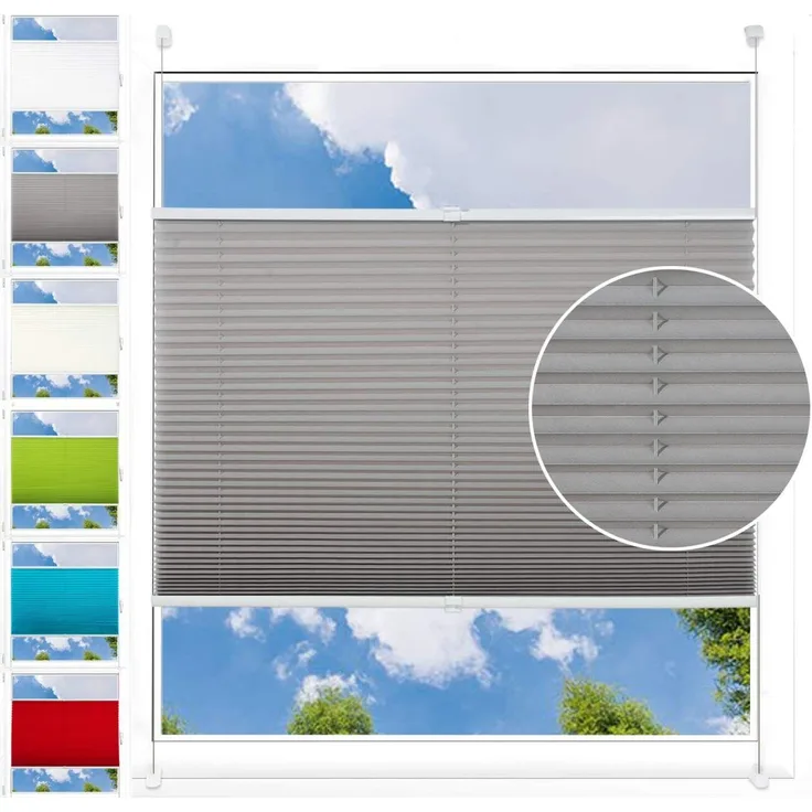 Plissee Klemmfix ohne Bohren Grau 60x130