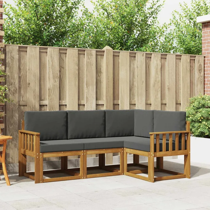 vidaXL Outdoor-Sofagarnitur 4 stk. 4-Sitzer Natur und Anthrazit 3366320