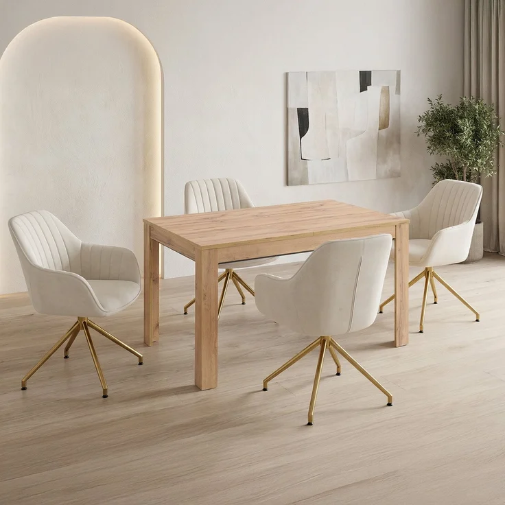 Esstisch ausziehbar 135x86 cm Wohnzimmertisch Holz Eiche Küchentisch Esszimmertisch Holztisch Tisch – Bild 7
