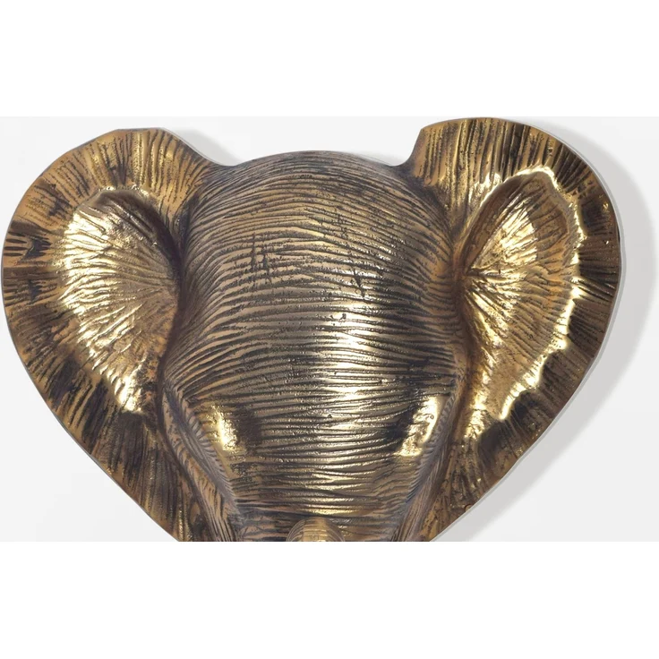 FineBuy Wanddeko Elefant Aluminium Gold Afrika 41 cm Tierkopf, Design Wanddekoration Metall Deko Alu Modern, Wohndeko Exotisch, Wandskulptur Dekoration Wohnaccessoire – Bild 4