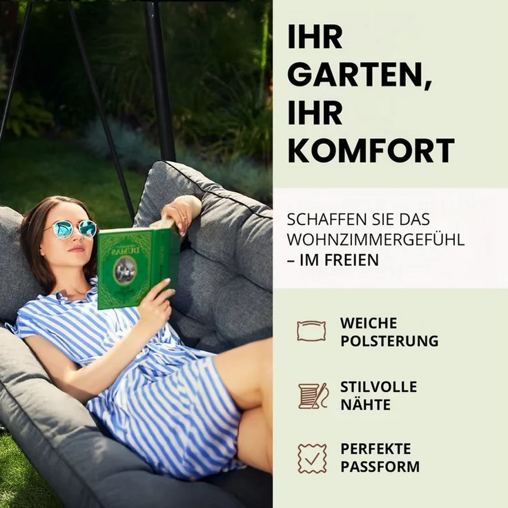 Hobbygarden Bankauflage Polsterauflage POLA 100, 120, 150 oder 180 cm, für Gartenbank & Hollywoodschaukel inkl. 2 Seitenkissen