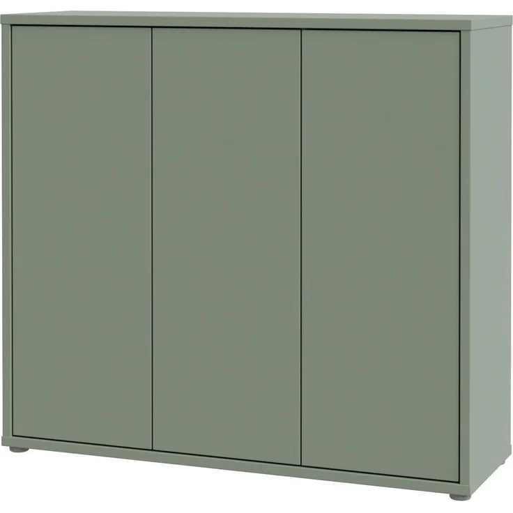Forte ALICE SPRINGS Schuhschrank 100 110, moderner Flurschrank mit 3 Türen und 8 Einlegeböden, Holzwerkstoff, Salbei, 109,2 cm breit x 99,1 cm hoch x 34,9 cm tief – Bild 8