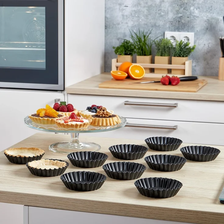 Grizzly Tarteform 10er Mini Tartelette Förmchen Ø 11 cm, Antihaft, Backformen Set, (10-tlg), Für Mini Obstboden, Mini Torteletts & Mini Tarte – Bild 3