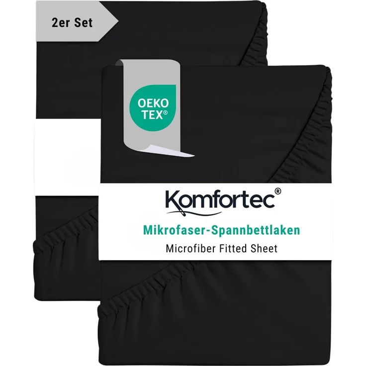 Komfortec Spannbettlaken Boxspringbett bis 15cm - 30cm Matratzenhöhe, Mikrofaser, Gummizug: Rundum, (2 Stück) – Bild 1