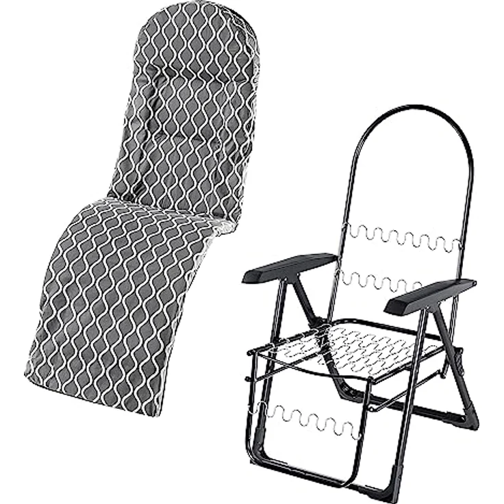 Kadax Gartenliegestuhl, Metall, Weiß und Grau, 58x147 cm, einstellbare Lehne, mit Kissen und Fußstütze – Bild 7