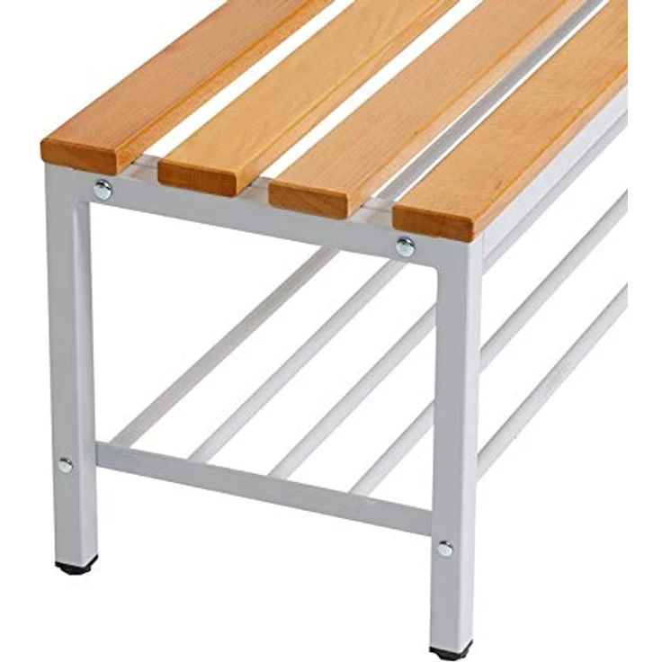 furni24 Bank Umkleidebank, Sitzbank für Umkleideräume mit Schuhrost BxHxT: 100 x 42 x 40 cm, Umkleidesitzbank, Umkleidebank, Garderobenbank, Sportbank, Bank mit Echtholz für Fitnessstudio – Bild 7