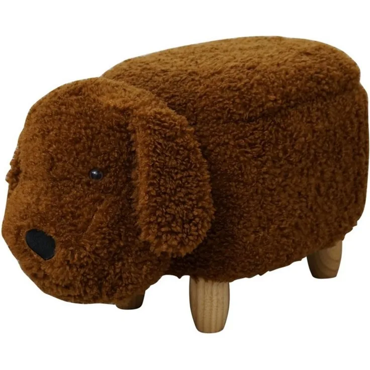 SVITA Kinderhocker Tierhocker, Sitzhocker, Sitztruhe, mit Fach, Tiermotiv, Pudel Braun