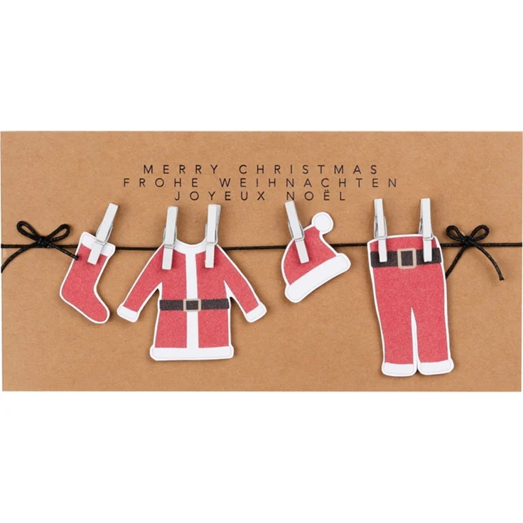 Räder Weihnachtskleiderkarte 3spr. Frohe Weihnachten 21x10,5cm
