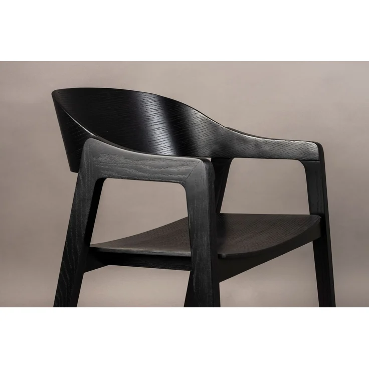 DutchBone Esszimmerstuhl Westlake im 2er-Set, Schwarz mit Eichenholz-Gestell Braun 58x52x76 cm – Bild 6