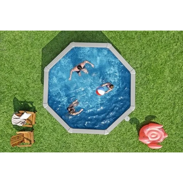 Bestway 56574 Hydrium Stahlwandpool Komplett Set mit Sandfilteranlage Ø 366 x 122 cm, granitgrau, rund – Bild 4