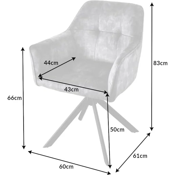 riess-ambiente Esszimmerstuhl LOFT dunkelgrau / schwarz (Einzelartikel, 1 St), Küche · Samt · Metall · 180° drehbar · Industrial – Bild 2