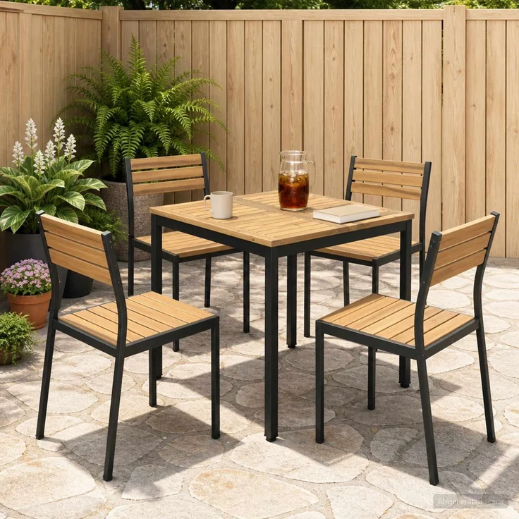 vidaXL Gartentisch NAARDEN Weiß gewaschen und Schwarz 901756 – Bild 1
