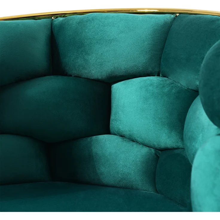 Eleganter Samtstuhl Grün mit goldenem Rückengestell mit ergonomischer Rückenlehne, verstellbaren Metallbeinen – Bild 10