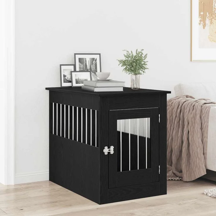 vidaXL Hundebox-Möbel Schwarze Eiche 55 x 80 x 68 cm Holzwerkstoff 862176 – Bild 1