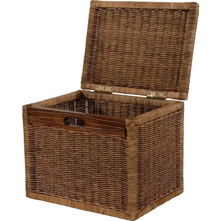 Krines Home Aufbewahrungskorb Hoher Korb mit Deckel Rattan geflochten Regalkorb Aufbewahrungsbox – Bild 2