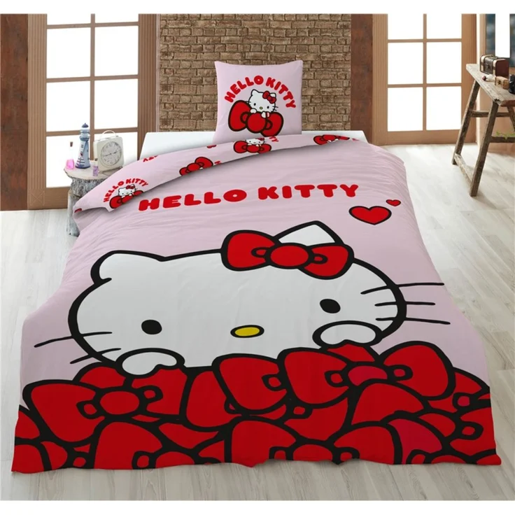 Hello Kitty Bettwäsche Set 140 × 200 cm mit Kissenbezug 65x65 cm – Bild 2
