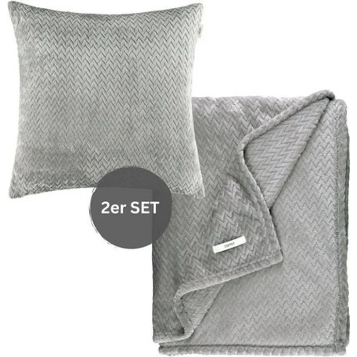 Esprit Tagesdecke COMFY-2 Wohndecke Set, 140 x 190 cm in Grau – Bild 4