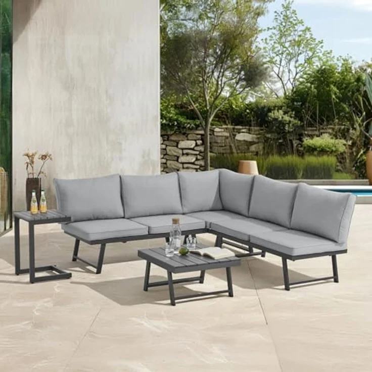 SVITA Gartenlounge-Set GRENADA, (4-tlg, 1x 3-Sitzer, 1x 2-Sitzer, 1x Couchtisch, 1x Beistelltisch), Multifunktionslounge, Gartenliege, Metallgestell, inkl. Kissen – Bild 2