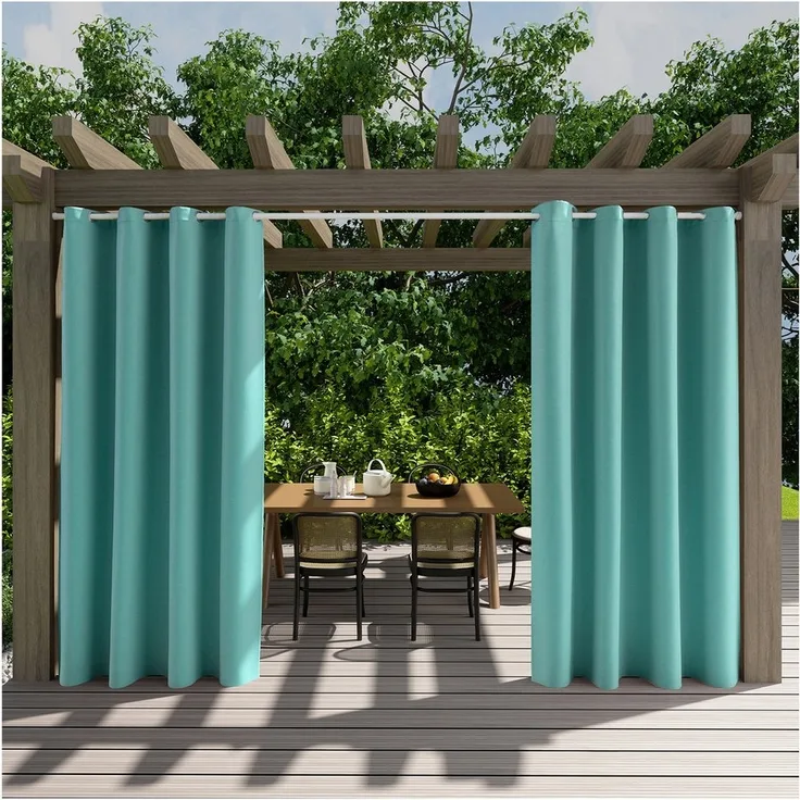 Jibenhome Outdoorgardine Wetterfest Outdoor Vorhänge, Sonnenschutz & Sichtschutz, (2 St), Thermo vorhänge mit Ösen für Terrasse Rasen Garten