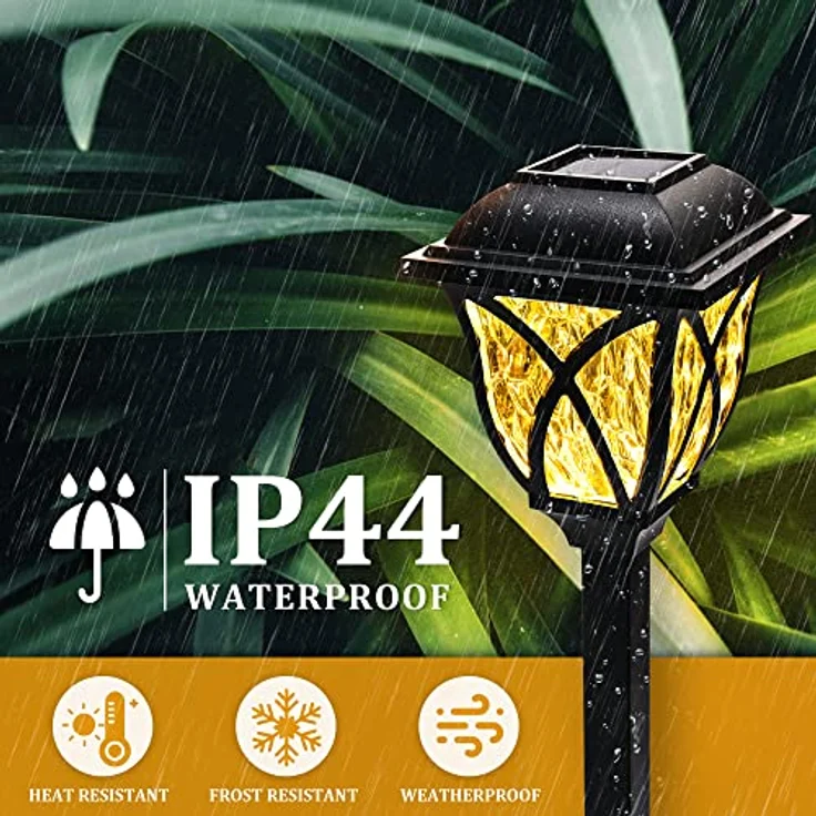 GIGALUMI Solarlampen für außen, 6 Stück LED Solar Gartenleuchten, solarbetriebene Lichter für Garten, Terrasse, Balkon, Landschaft, Gehweg, Pfad (Warmweiß) – Bild 7