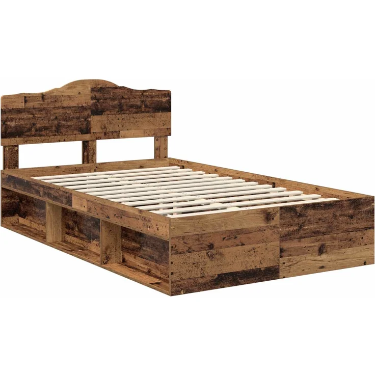 vidaXL Bettrahmen Altholz 135 x 190 cm Massives Kiefernholz 3412914 – Bild 3