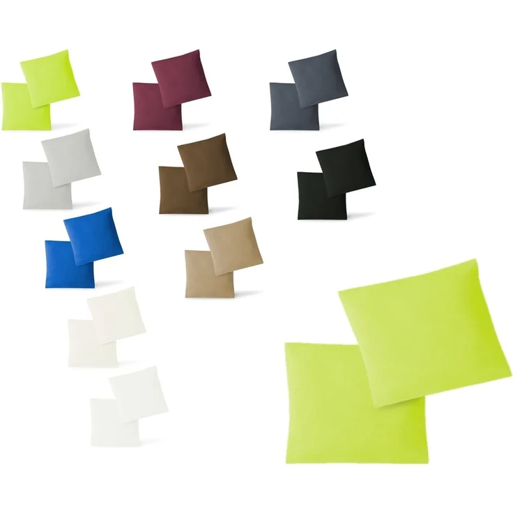 Jersey Kissenbezug, 2er Set, Baumwolle, Apfelgrün, 80x80 cm – Bild 1
