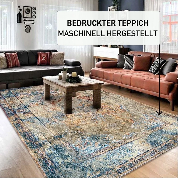 Bamyum Teppich Landon Teppich mit ChenilleDruck, Waschbarer, Antibakteriell Teppich, Höhe: 80 mm, Einzelstück – Bild 2