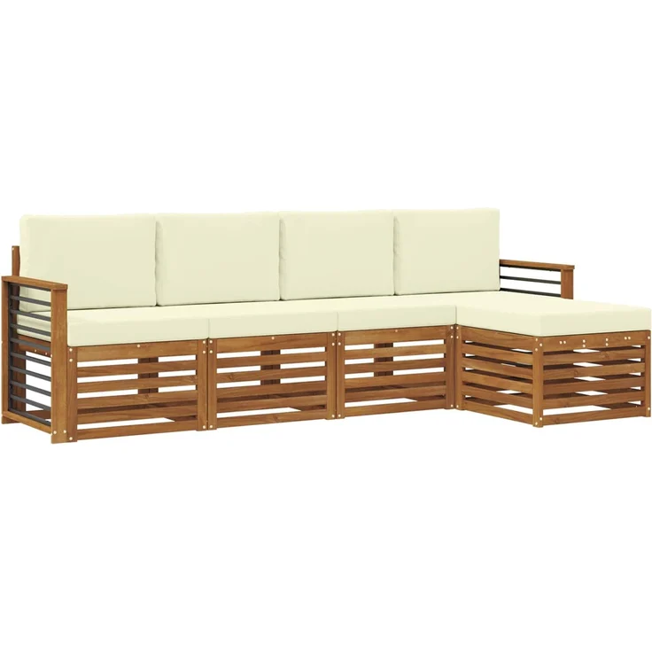 vidaXL Outdoor-Sofagarnitur 5 stk. 5-Sitzer Natur und Creme 3374660 – Bild 2