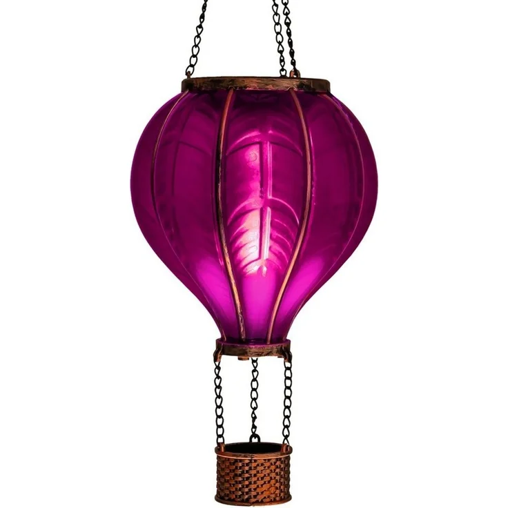 IC Gardenworld LED Solarleuchte LED Solar Heißluftballon mit Flammeneffekt Beleuchtung zum Aufhängen, LED fest integriert, warm-weiß mit Flammeneffekt, 20 warm-weiße Lichter – Bild 1