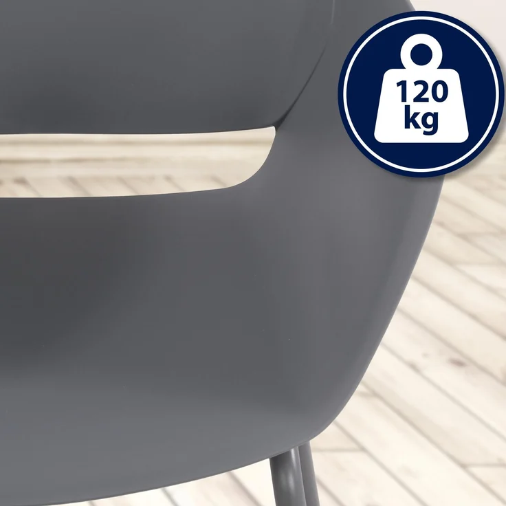 CLP Sitzgruppe Berena Set Tisch Berea Stühle Alpena wetterfest und UV-beständig,dunkelgrau 2 Stühle – Bild 5