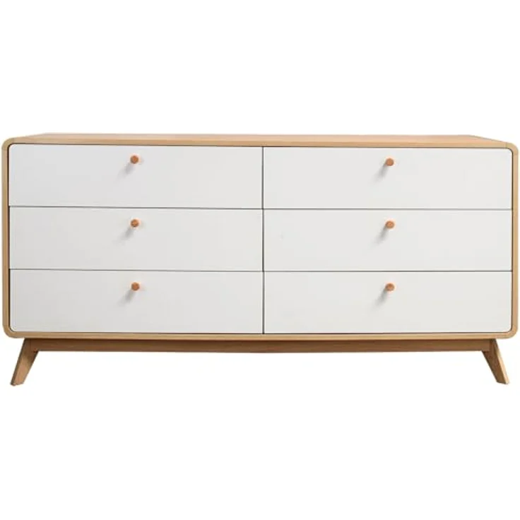 Cassie Kommode mit 3+3 Schubladen aus Spanplatte in Weiß-Eicheoptik (BxTxH) 150x39x74 cm – Bild 4