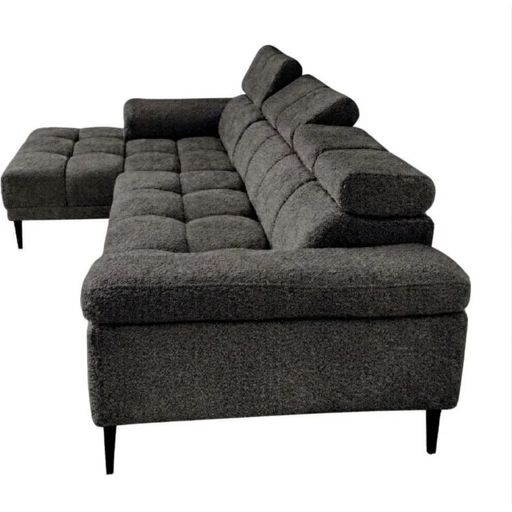Ecksofa Schlafsofa SENVELIO RELAX in Stoff Glam Anthrazit Ottomane Links – Bild 5