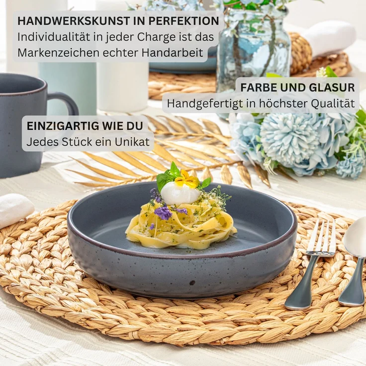 SÄNGER Steingut Geschirrset Bombay Graphit 24 teilig für 6 Personen – Bild 5