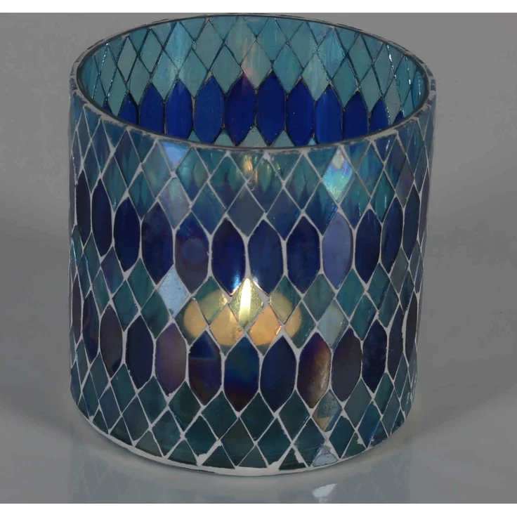 Marokkanisches Mosaik Windlicht Rayan Dunkelblau M – Bild 2